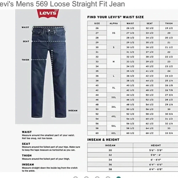 Levi’s 569 Loose Straight Denim Jeans  Size 36 - Picture 12 of 13